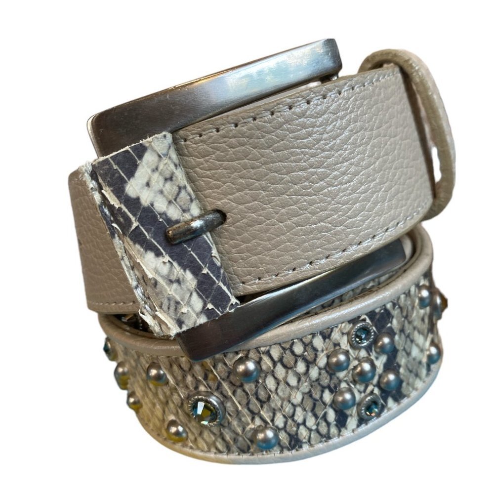 Leatherock Belt Womens Size Small Snake Skin Studded Crystals Southwestern